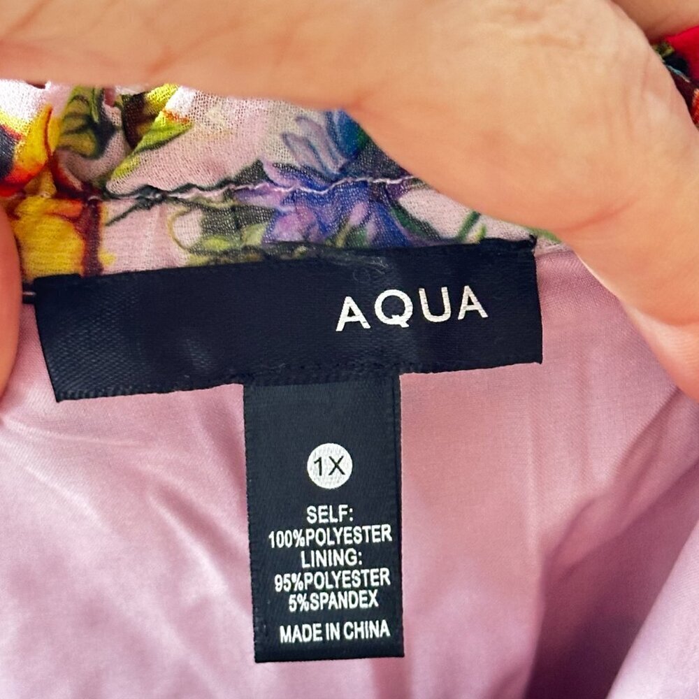AQUA Mary Katrantzou Floral Off The Shoulder Smocked Top 1X NWT - Picture 3 of 10